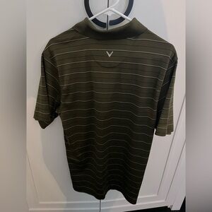 Men's Olive Green Striped Callaway Golf Shirt